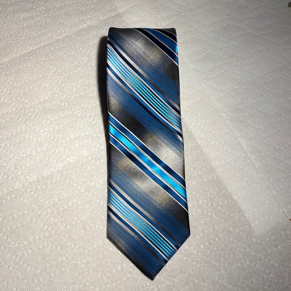 Pierre Cardin Blue and Gray Striped Tie